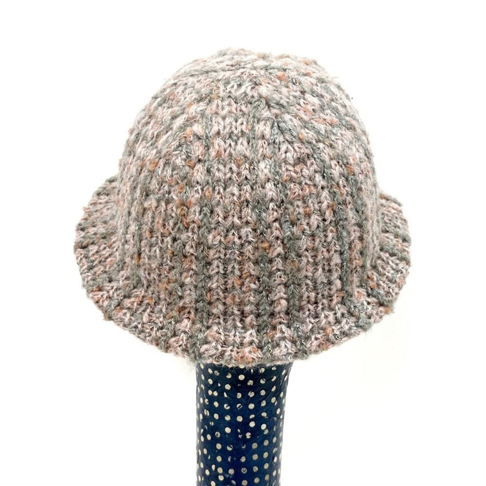 Vintage Wool Knit Hat Ribbed Flare Brim - Picture 3 of 8